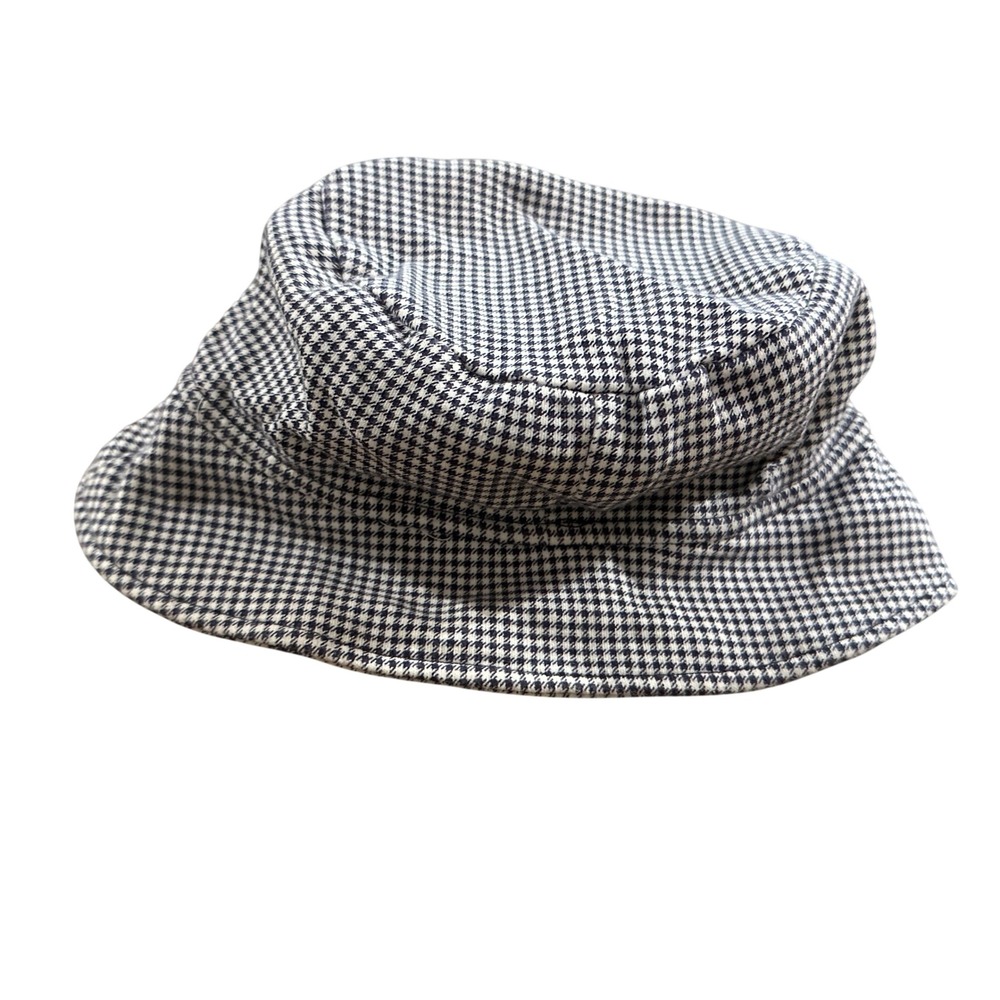 Gymboree Vintage 90s Houndstooth Ruffle Navy Blue White Bucket Hat Girls M/L